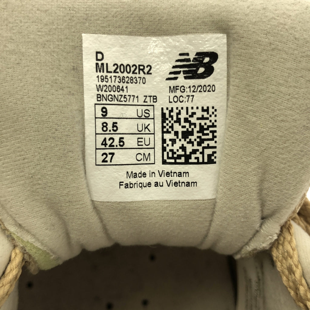 New Balance ML2002R2 麂皮與皮革低筒運動鞋（男款，27碼，米色），成色極佳