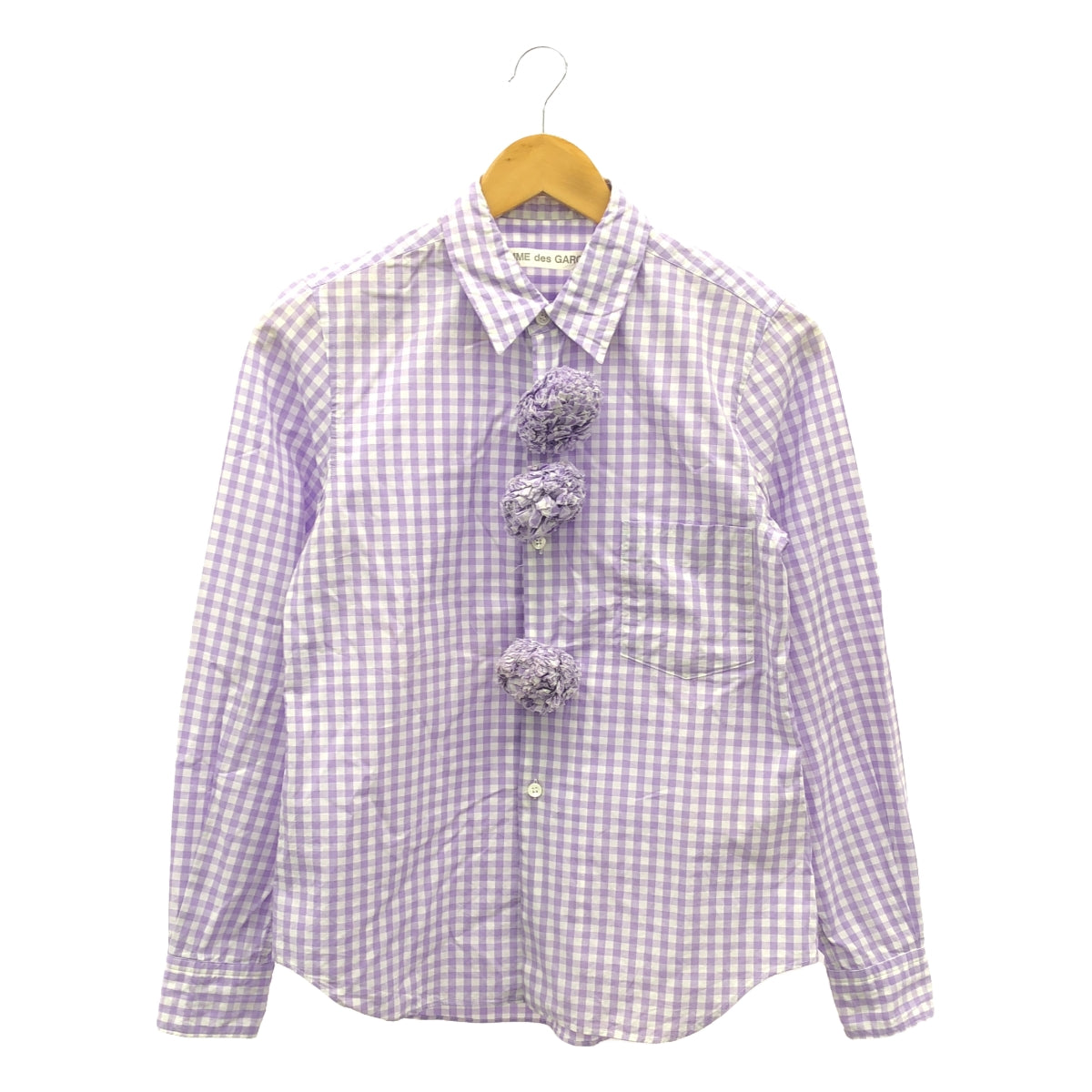 COMME des GARCONS | 2002SS |格紋裝飾常規領襯衫 |紫色/白色|女性的