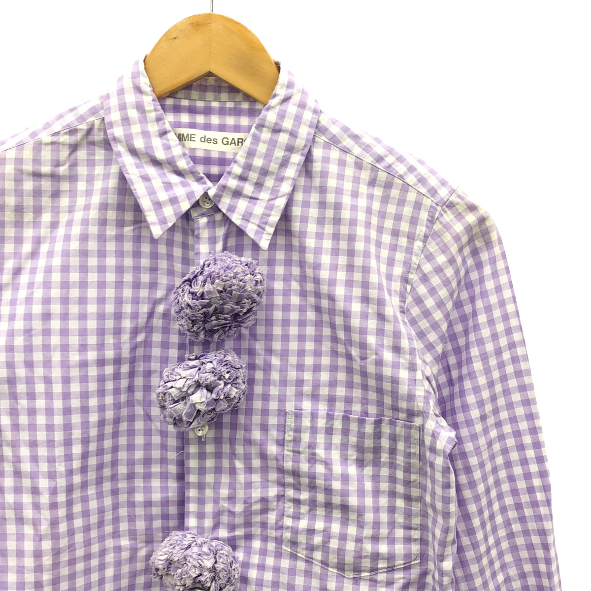 COMME des GARCONS | 2002SS |格紋裝飾常規領襯衫 |紫色/白色|女性的