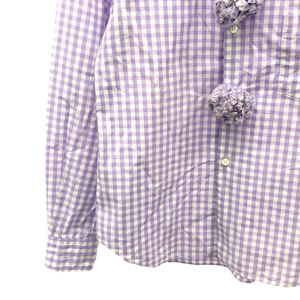 COMME des GARCONS / 콤데 갤슨 | 2002SS | 체크 장식 레귤러 컬러 셔츠 블라우스 | 퍼플 / 화이트 | 여성