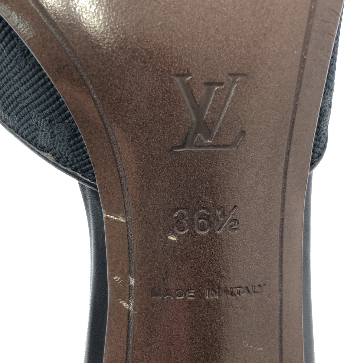 Louis Vuitton / ルイヴィトン | モノグラム キャンバス スクエアトゥ ヒールサンダル | 36 1/2 | ブラック | レディース