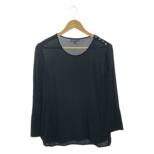 JAMES PERSE | Rayon Shoulder Button Crew Neck Pullover Blouse | 0 | Black | Women's