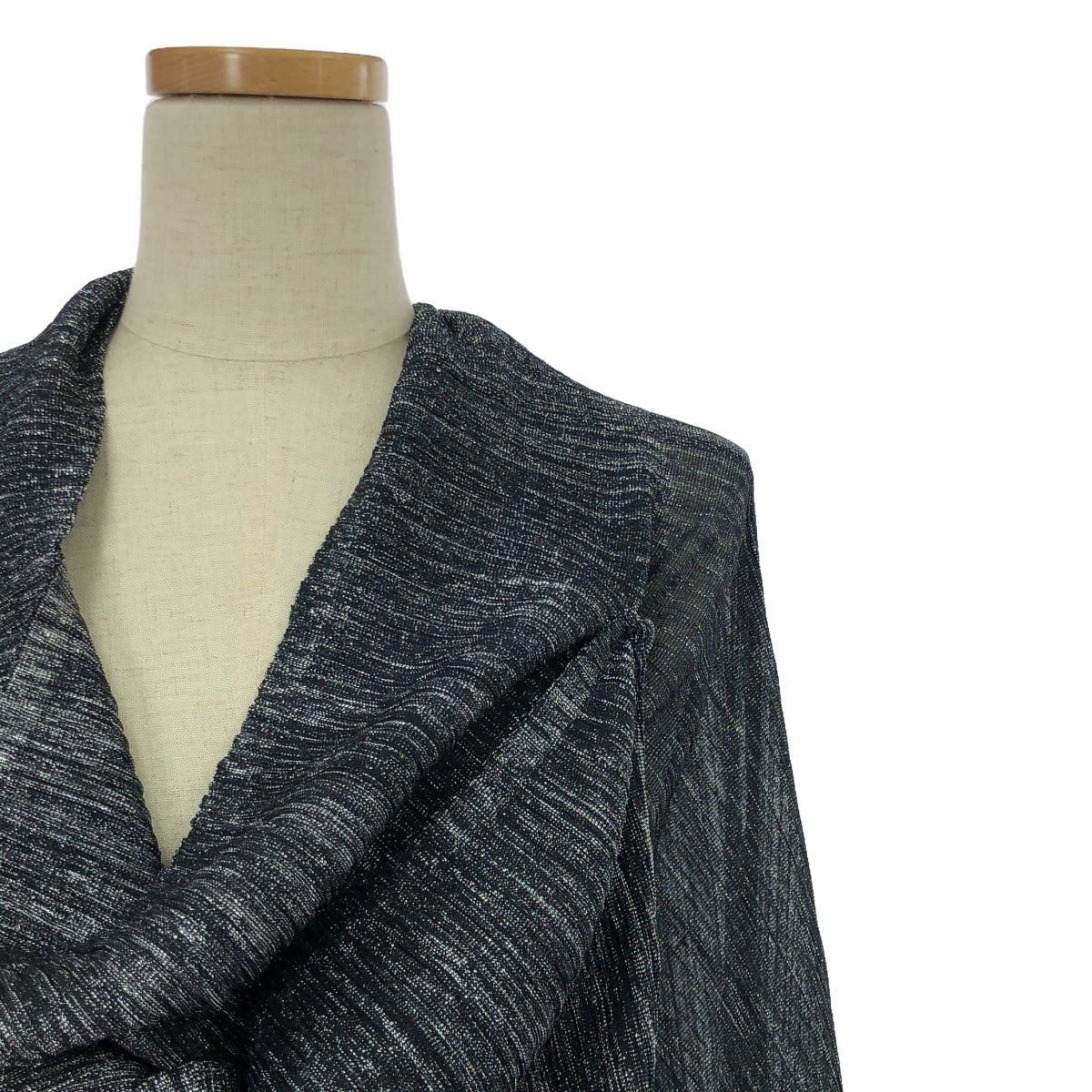 [Good Condition] PLEATS PLEASE ISSEY MIYAKE | Deformed Long Knit Cardigan | Size 3 | Gray/Silver | Women's