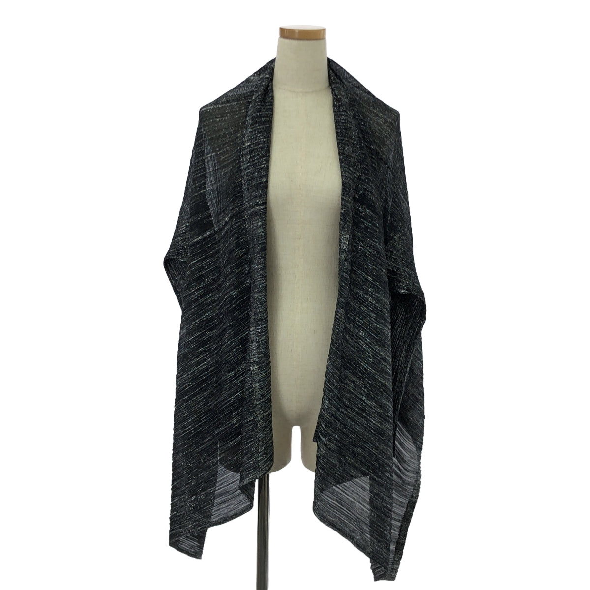 [Good Condition] PLEATS PLEASE ISSEY MIYAKE | Deformed Long Knit Cardigan | Size 3 | Gray/Silver | Women's