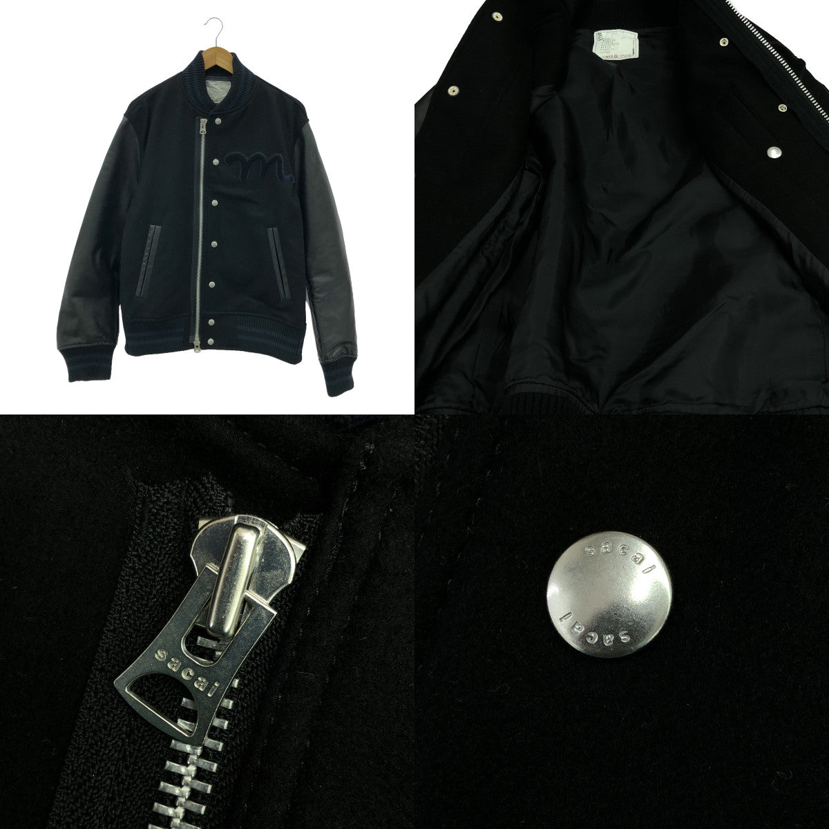 sacai / Sacai | 2022AW | × MADSAKI / Masaki Wool Melton Blouson / Different material leather switching blouson award jacket | 3 | Men's