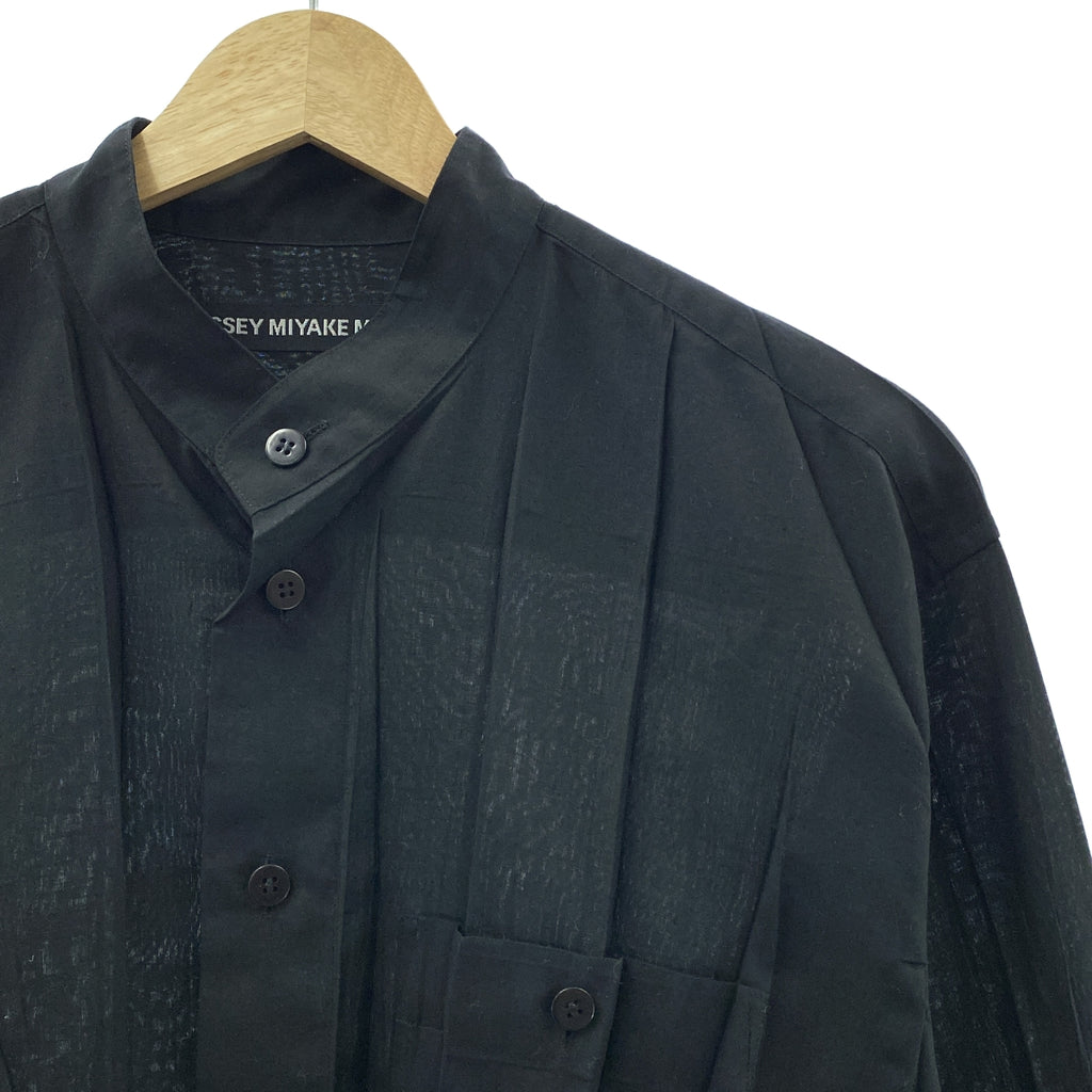 【미품】 ISSEY MIYAKE MEN / 이세이 미야 케멘 | 와셔 스탠드 컬러 셔츠 | 1 | 블랙 | 남성