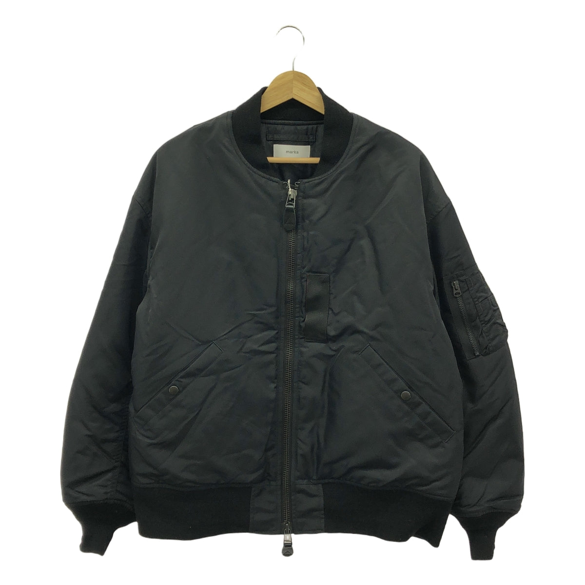 【美品】  marka / マーカ | 2024AW | NYLON TWILL MA-1 ナイロン ツイル ジャケット | 2 | ブラック | メンズ