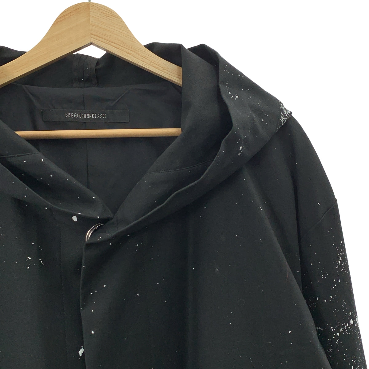 DRESSEDUNDRESSED / 드레스 앤 드레스드 | 페인트 가공 후드 롱 코트 | 2 | 남성