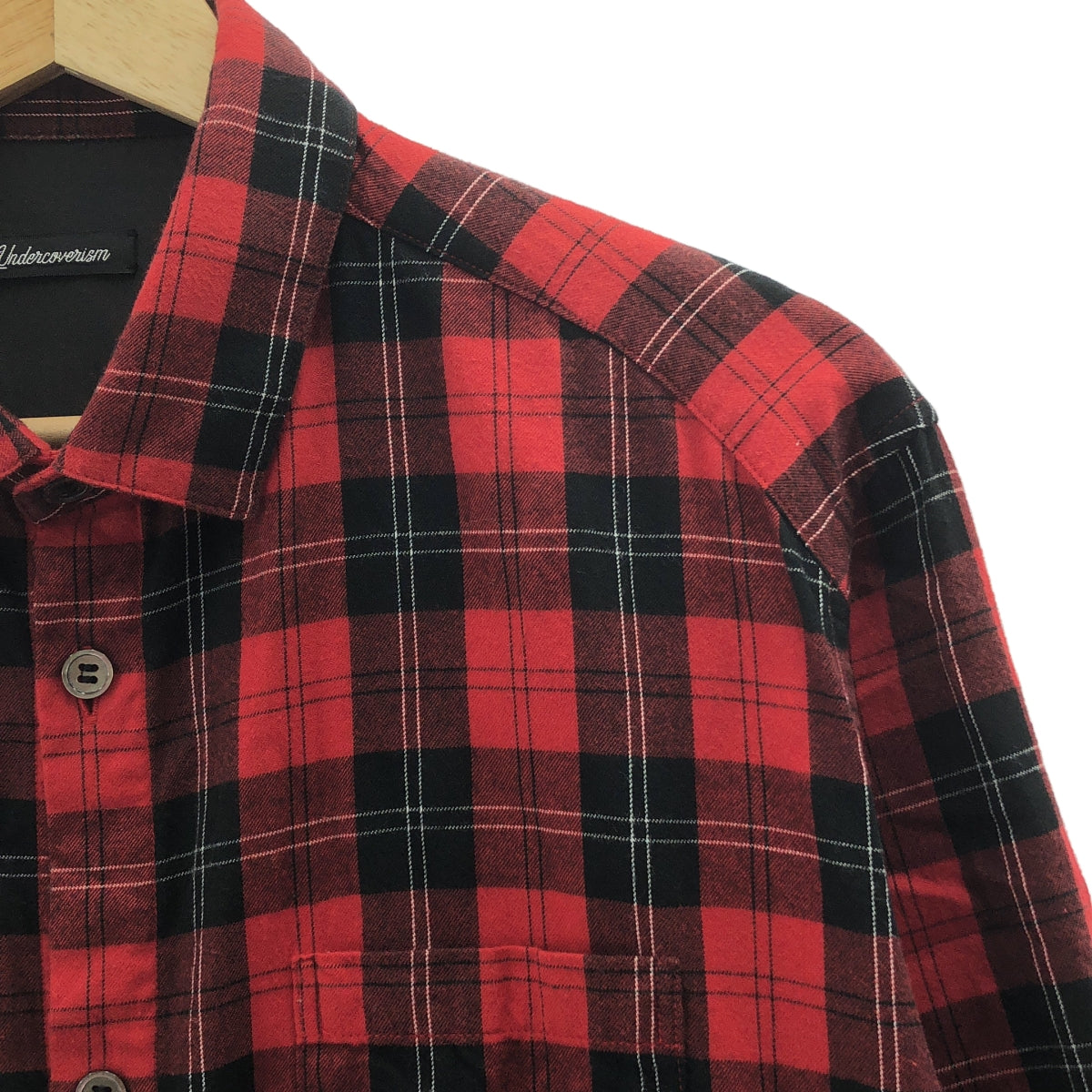 UNDERCOVERISM | 2021 秋冬 | 棉質 CK 扭曲 BB 格紋長襯衫 | 2 碼 | 紅/黑 | 男款