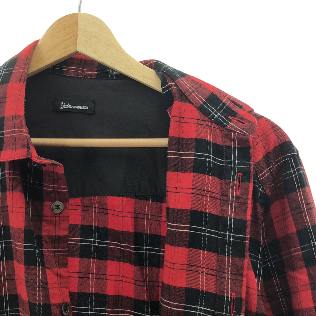 UNDERCOVERISM | 2021 秋冬 | 棉質 CK 扭曲 BB 格紋長襯衫 | 2 碼 | 紅/黑 | 男款