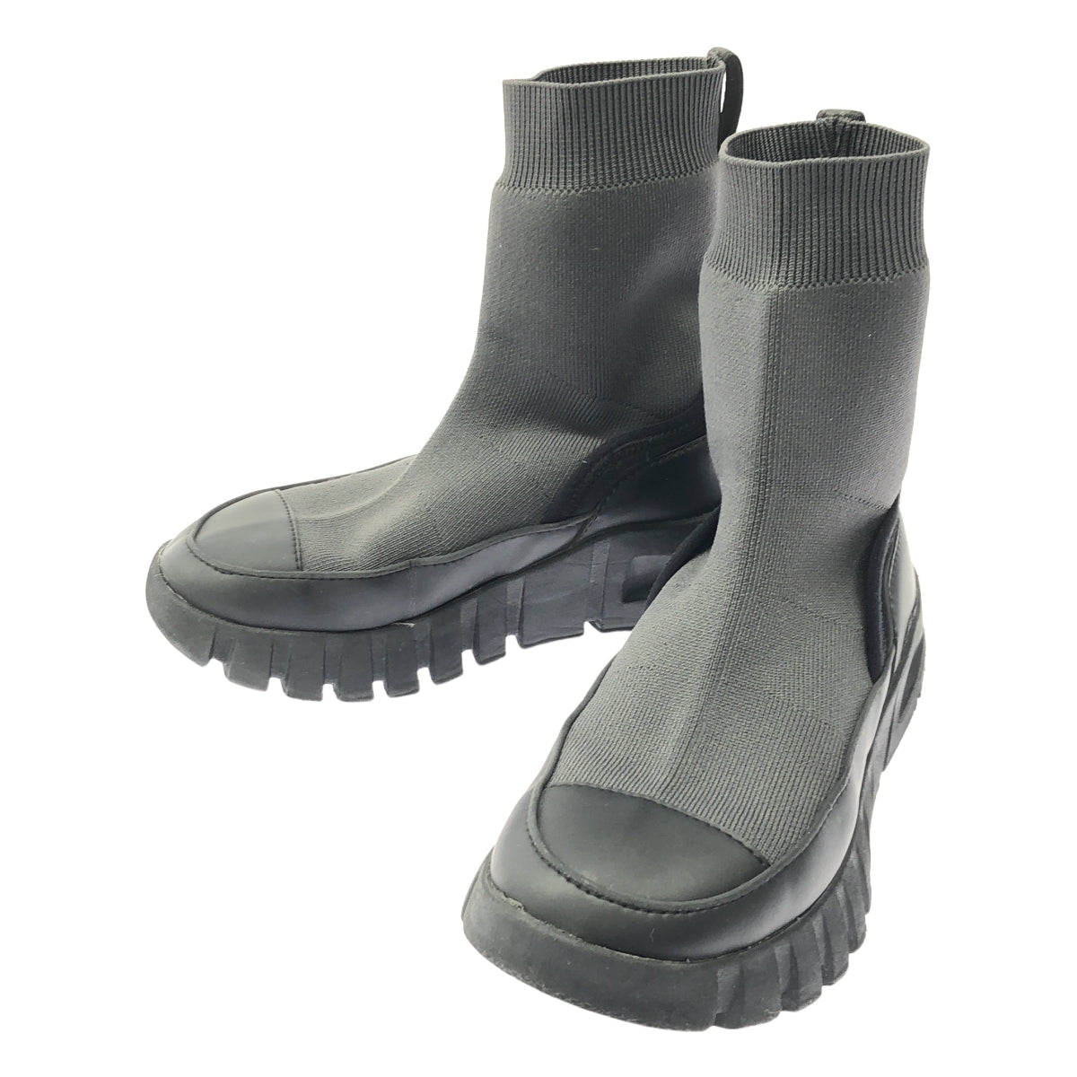 Y's / 와이즈 요우지야마모토 | POLYESTER KNIT DAD SNEAKERS 니트 더드 스니커즈 | 블랙 / 그레이 | 여성