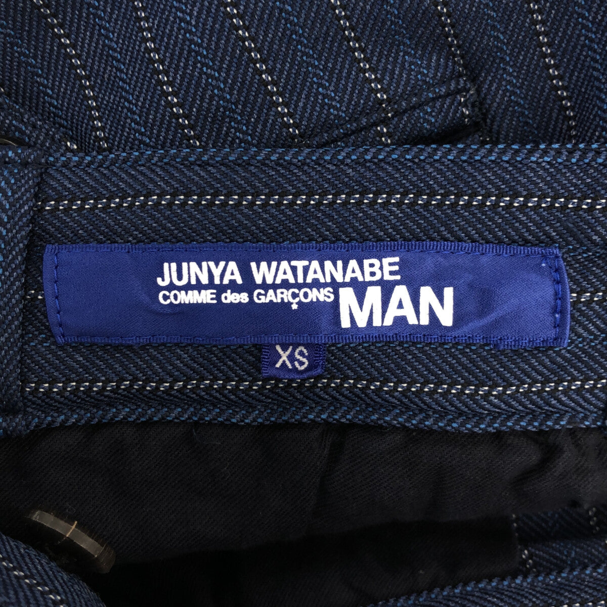 JUNYAWATANABE COMMEdesGARCONS MAN / ジュンヤワタナベマン | 2013AW | 製品加工 異素材切替 ポリエステル スラックス パンツ | XS | ネイビー | メンズ