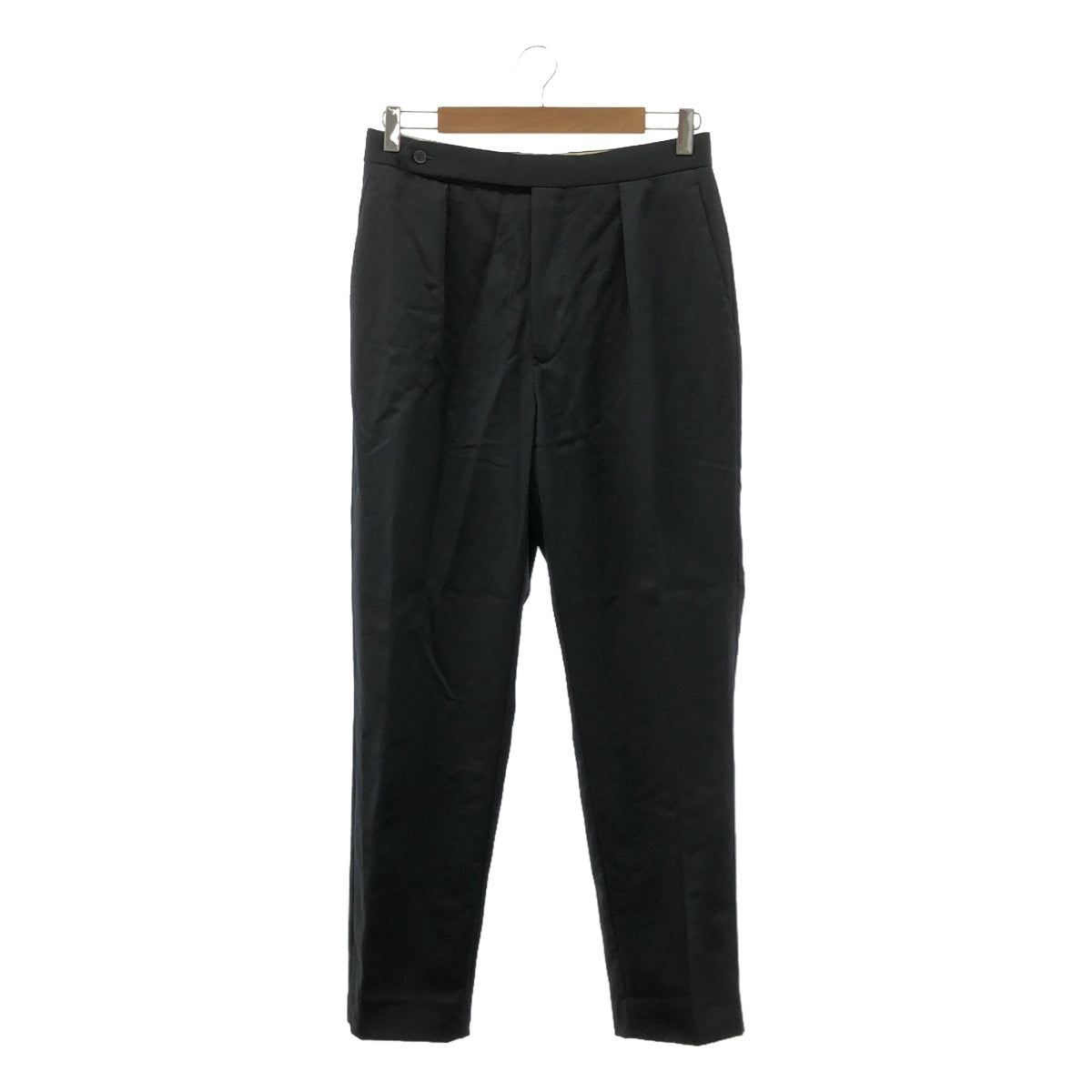 Drawer | Wool Mohair Satin Tuck Pants | 40 | Dark Navy | Women's