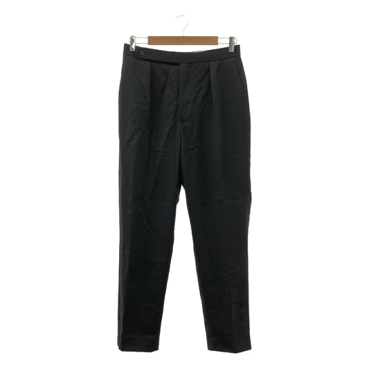 Drawer | Wool Mohair Satin Tuck Pants | 40 | Dark Navy | Women's