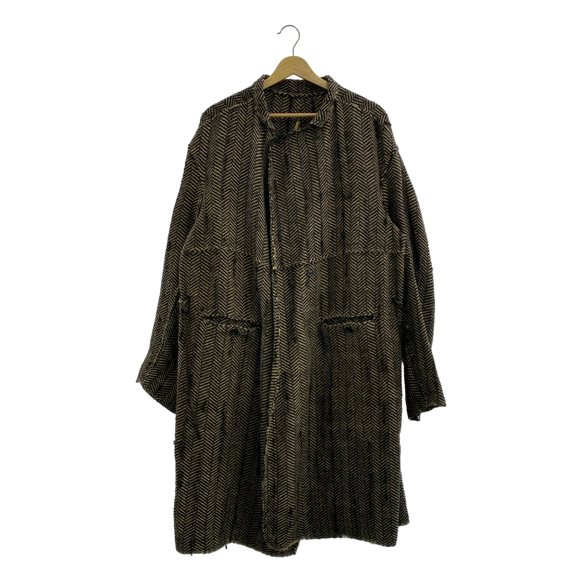 ISABELLA STEFANELLI / イザベラステファネリ | JAMES ジェームス 手織り ヘリンボーン コート | ブラック系 | メンズ