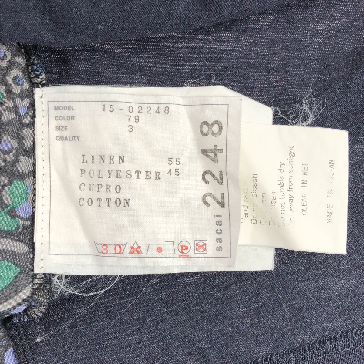 sacai | 花卉印花組合後背喇叭T卹 | 3碼 | 海軍藍 | 女款