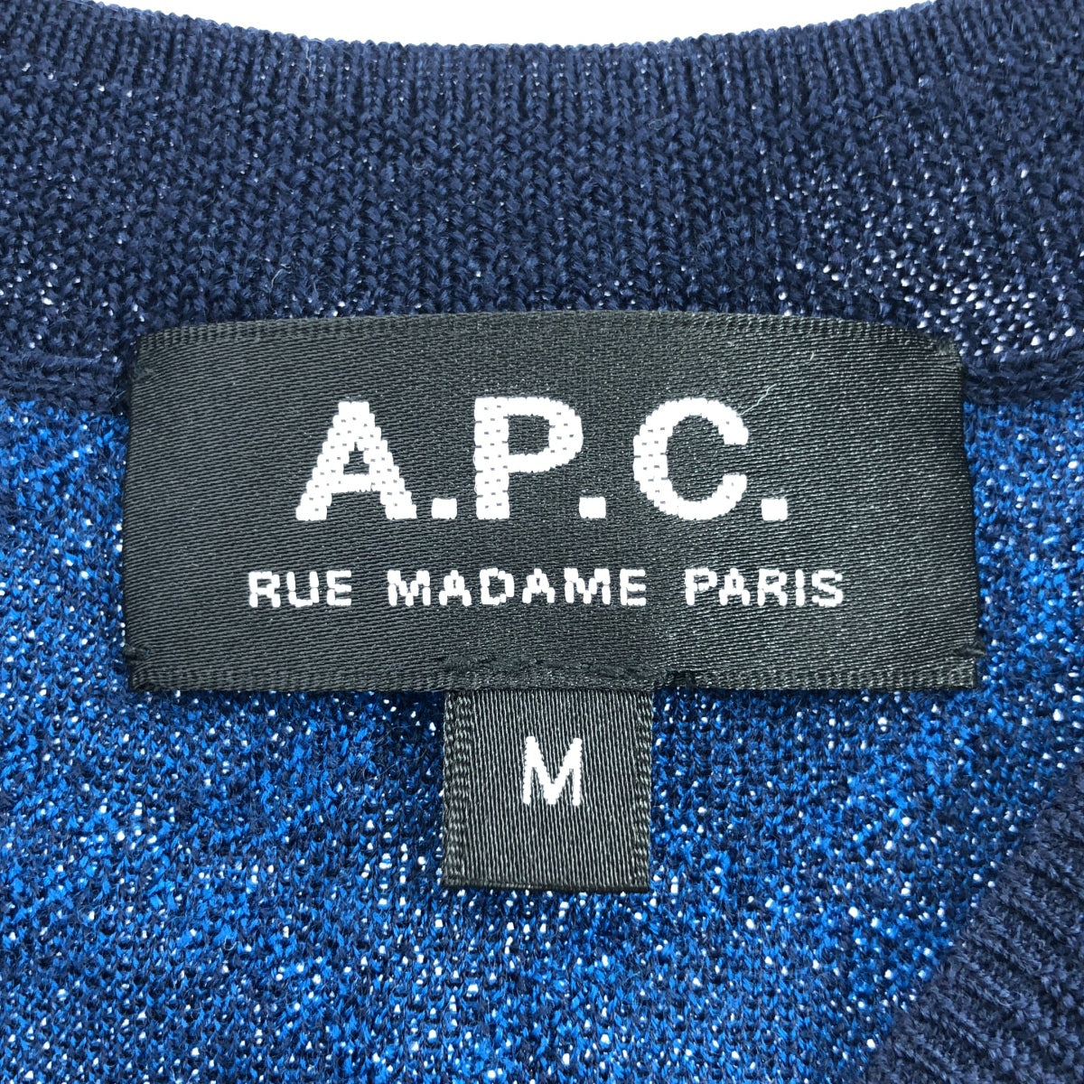 A.P.C. / アーペーセー | ウール 総柄 Vネック ベスト | M | ネイビー/ブルー | レディース