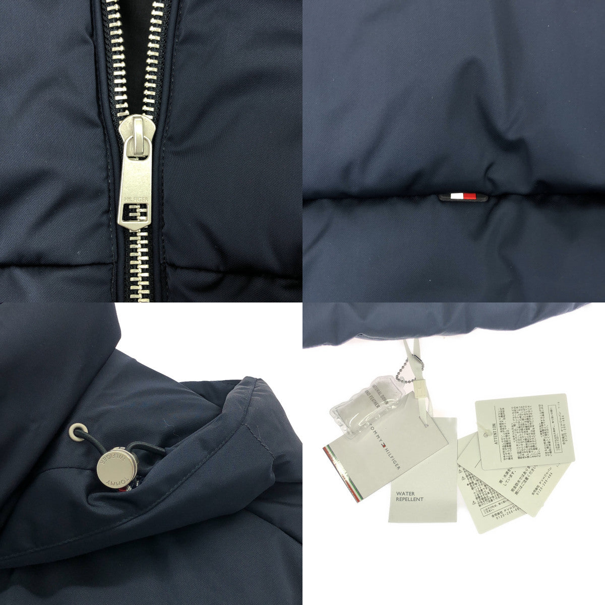 【美品】  TOMMY HILFIGER / トミーヒルフィガー | サテンフーデッド ダウンジャケット | XS | ダークネイビー | レディース