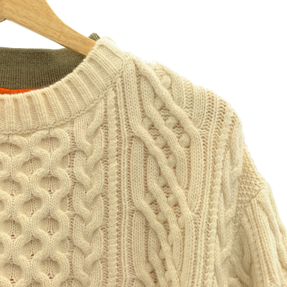 sacai / サカイ | Nylon Twill Mix Knit Pullover ナイロンツイルミックスケーブルニット | 2 | レディース