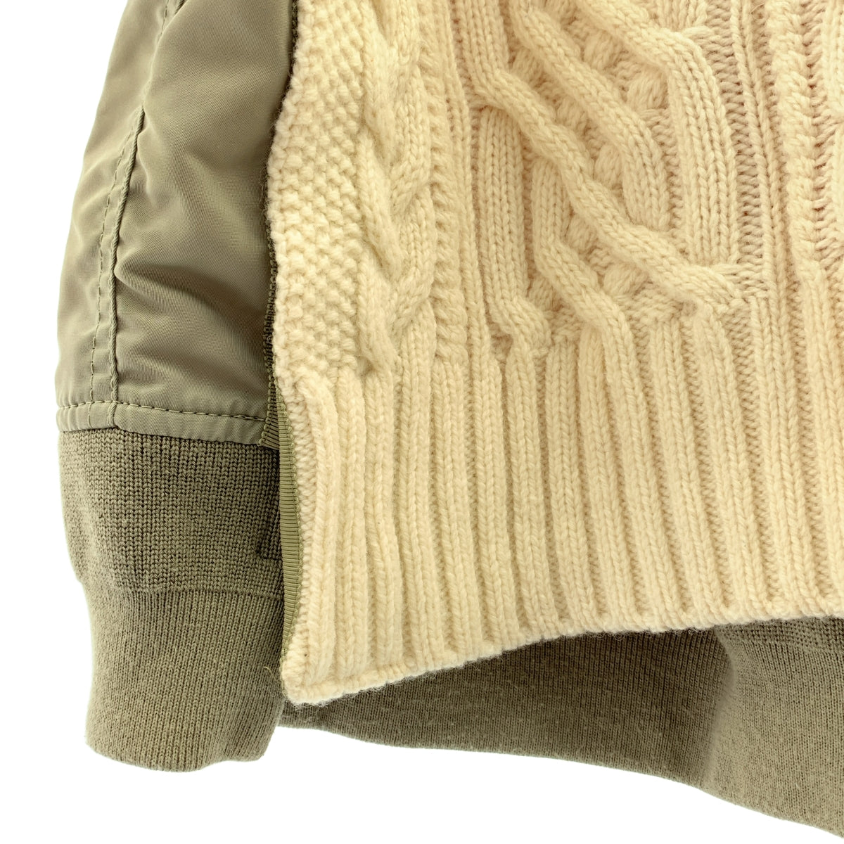sacai / サカイ | Nylon Twill Mix Knit Pullover ナイロンツイルミックスケーブルニット | 2 | レディース