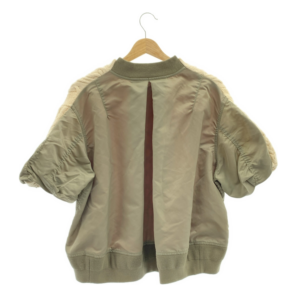 sacai / サカイ | Nylon Twill Mix Knit Pullover ナイロンツイルミックスケーブルニット | 2 | レディース