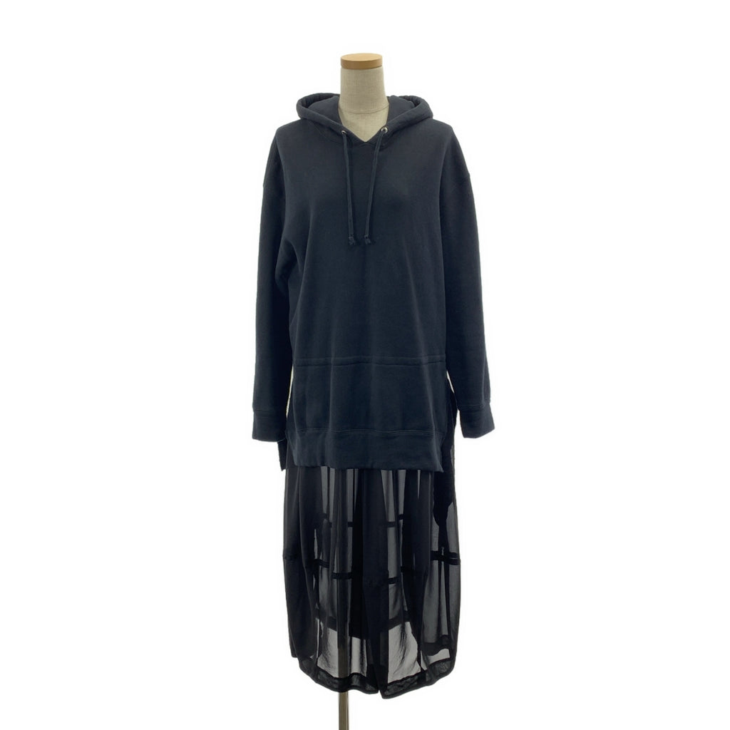 BLACK COMME des GARCONS / 블랙콤 데 갤슨 | 2022SS | 다른 소재 시어 전환 후드 원피스 | S |