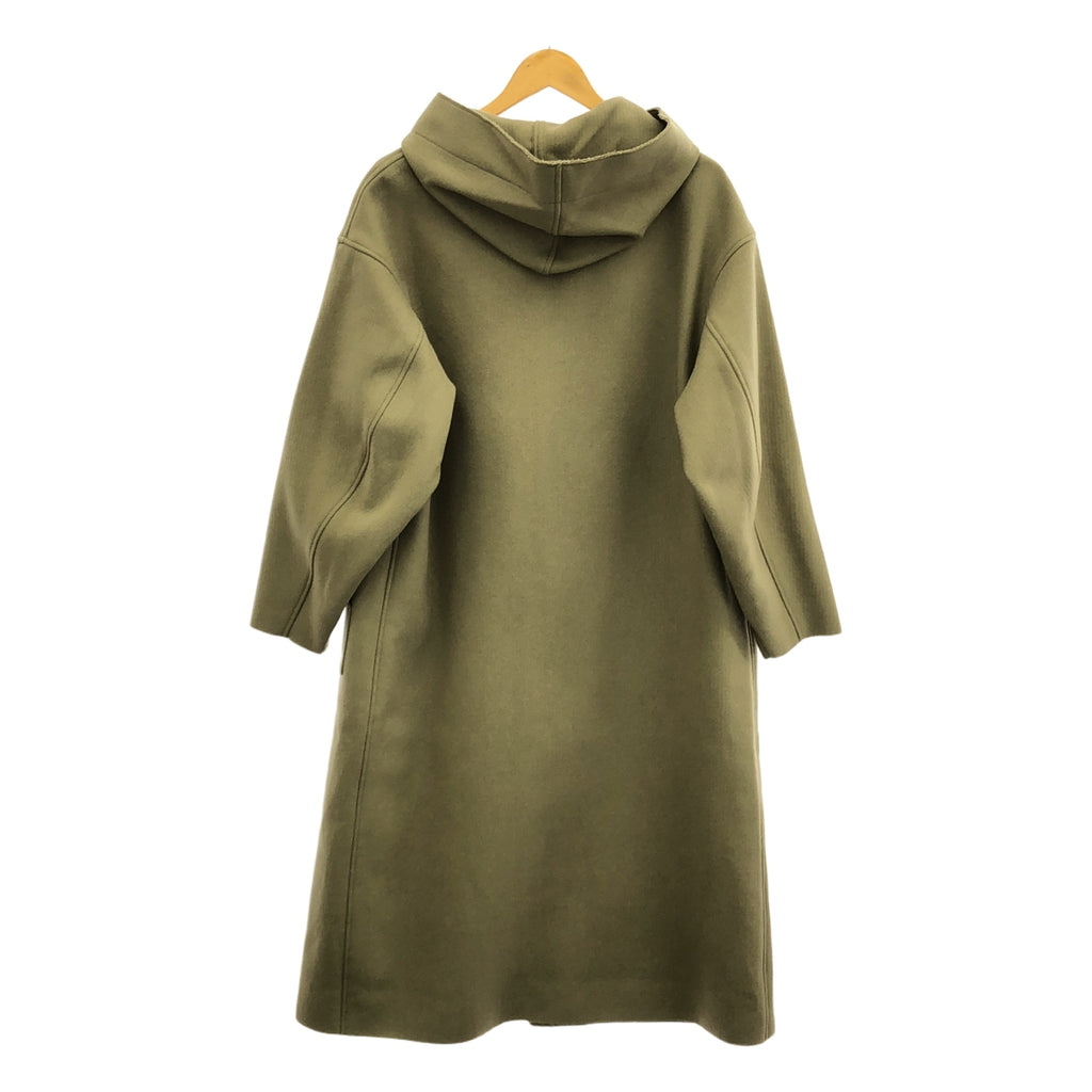 【미품】 HYKE / 하이크 | 2023AW | MELTON HOODED WORK COAT 멜튼 푸드드 워크 코트 | 1 | 카키 | 여성