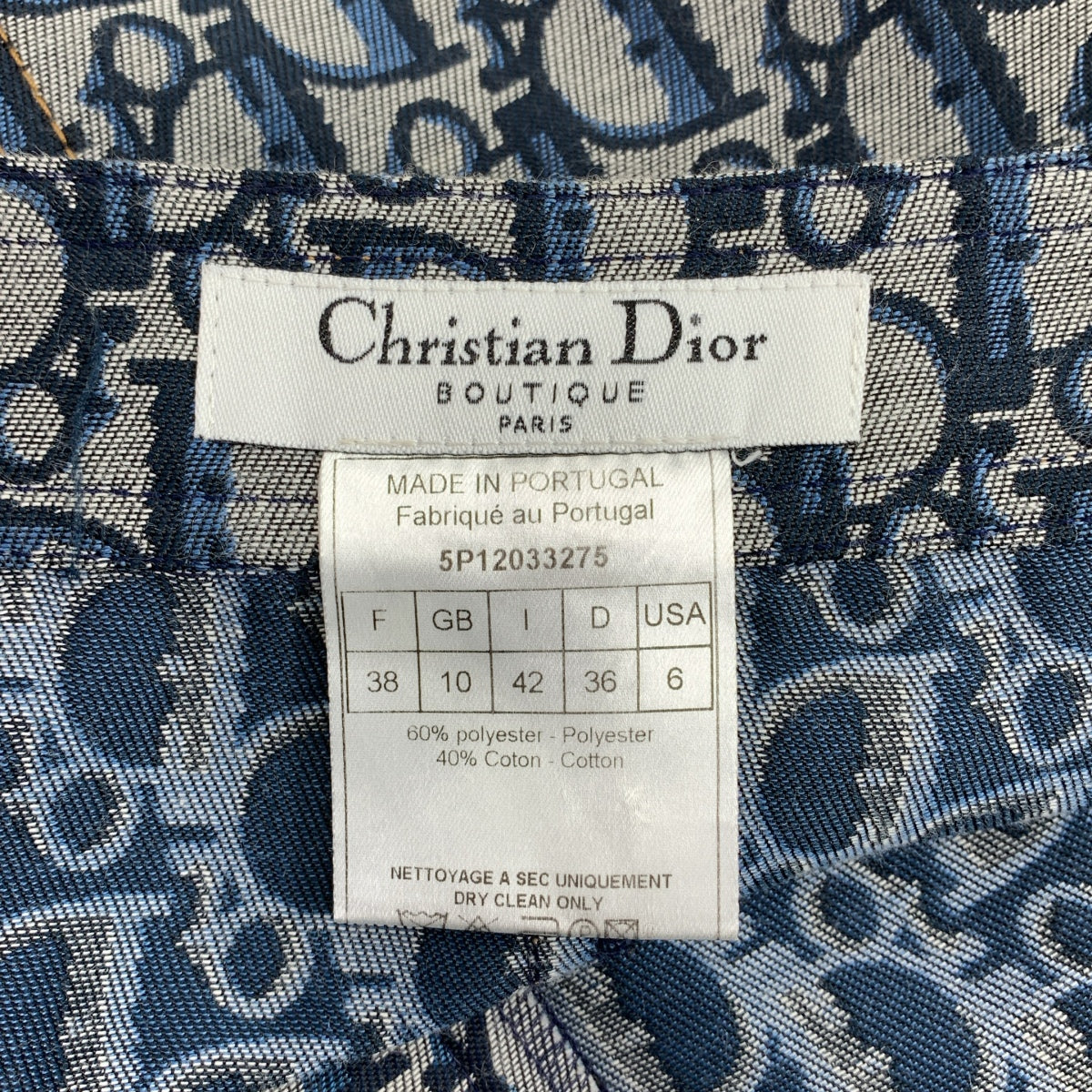 Christian Dior / クリスチャンディオール | 総柄 オブリーク ジャガード ロゴボタン バックスリット スカート | 38 | レディース