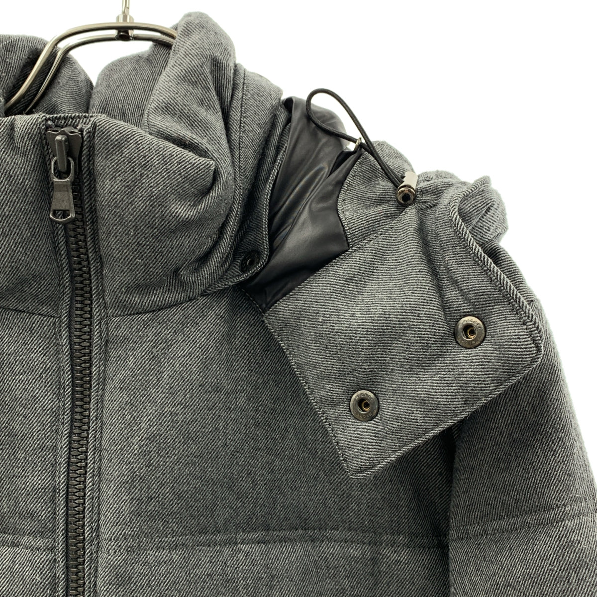 EDIFICE / エディフィス | ウール フーデッド ダウンジャケット | 44 | グレー | メンズ