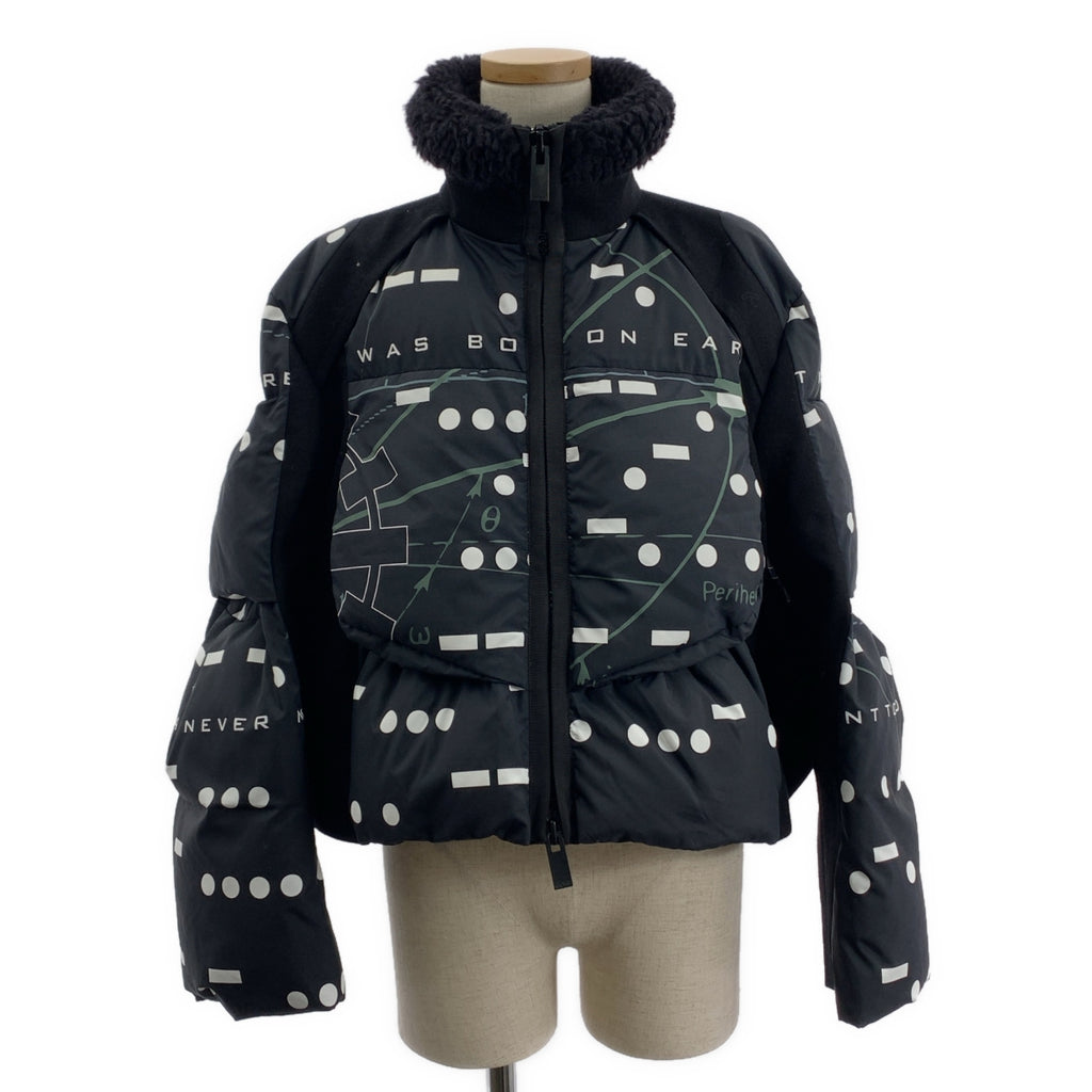 sacai / サカイ | 2023AW | × INTERSTELLAR / PRIMALOFT / プリマロフト 総柄 ロゴ ボア 異素材 切替 オーバー ジャケット ブルゾン | 2 | レディース