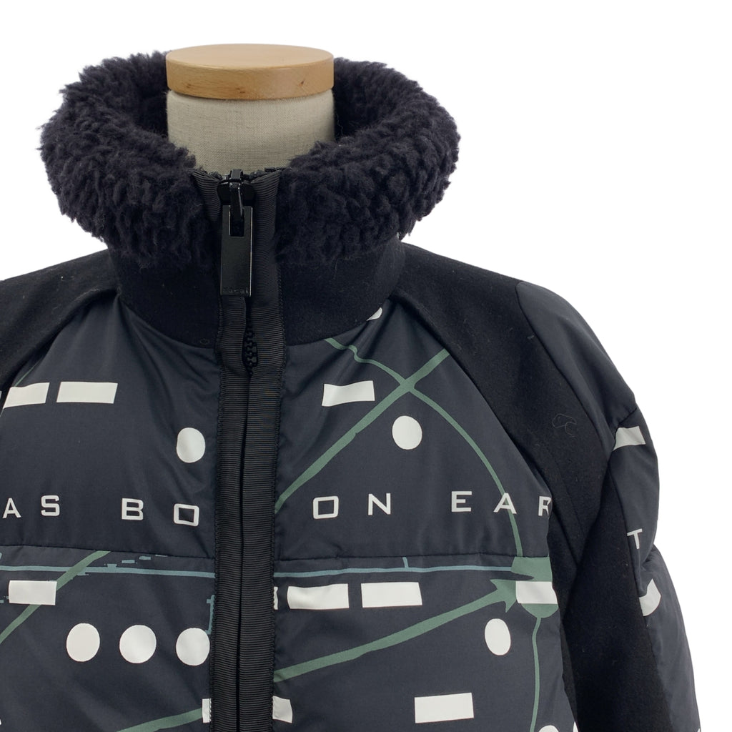sacai / サカイ | 2023AW | × INTERSTELLAR / PRIMALOFT / プリマロフト 総柄 ロゴ ボア 異素材 切替 オーバー ジャケット ブルゾン | 2 | レディース