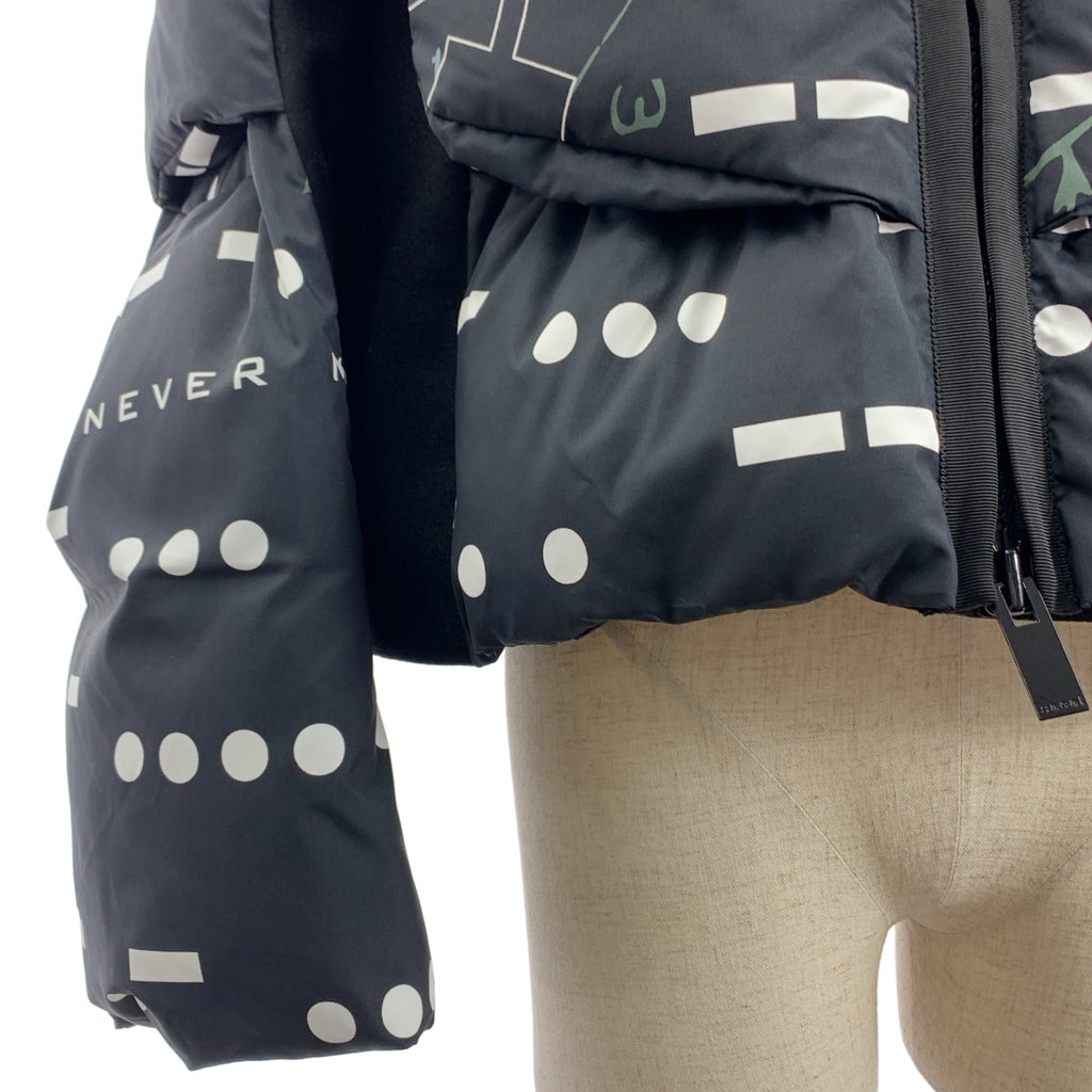 sacai / サカイ | 2023AW | × INTERSTELLAR / PRIMALOFT / プリマロフト 総柄 ロゴ ボア 異素材 切替 オーバー ジャケット ブルゾン | 2 | レディース