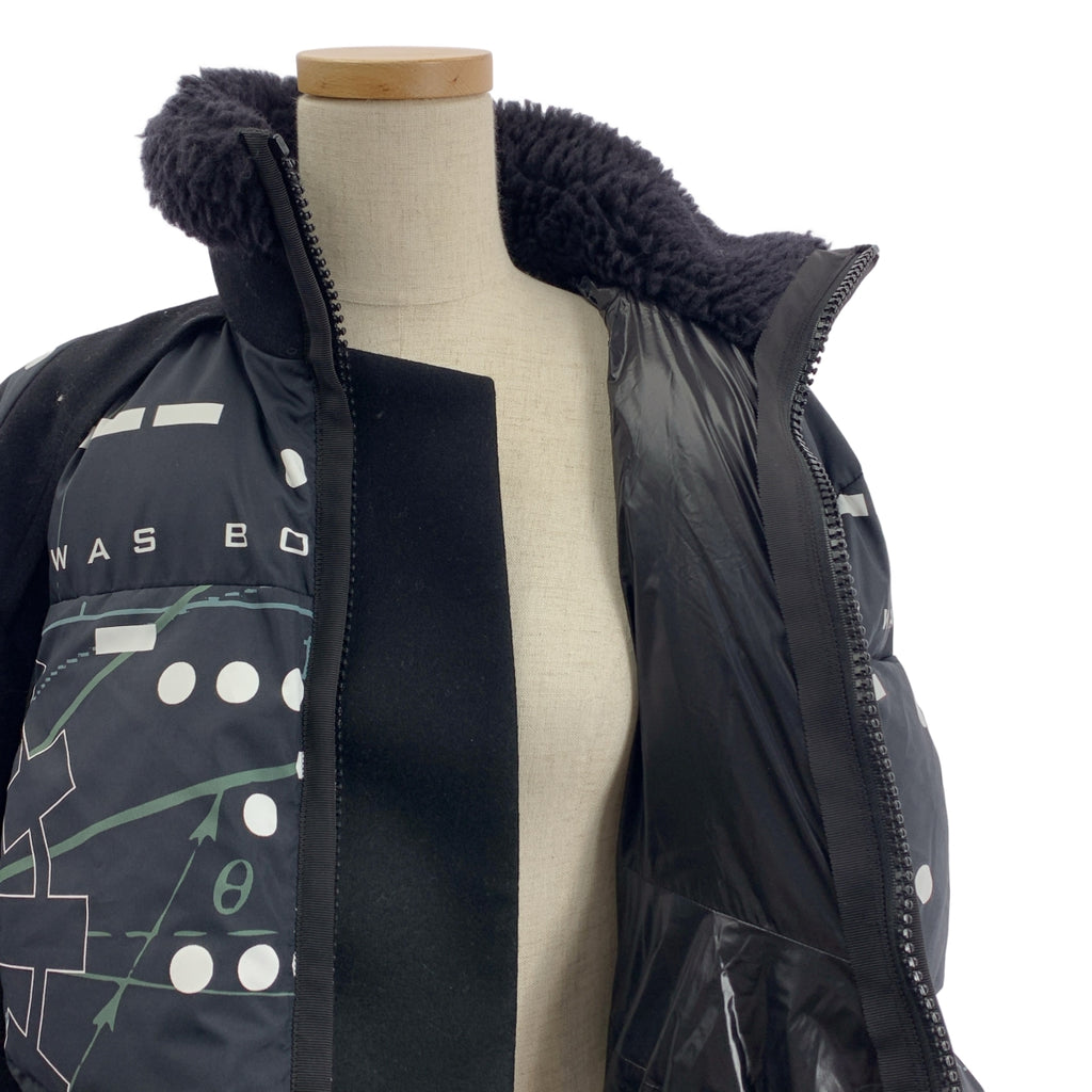 sacai / サカイ | 2023AW | × INTERSTELLAR / PRIMALOFT / プリマロフト 総柄 ロゴ ボア 異素材 切替 オーバー ジャケット ブルゾン | 2 | レディース
