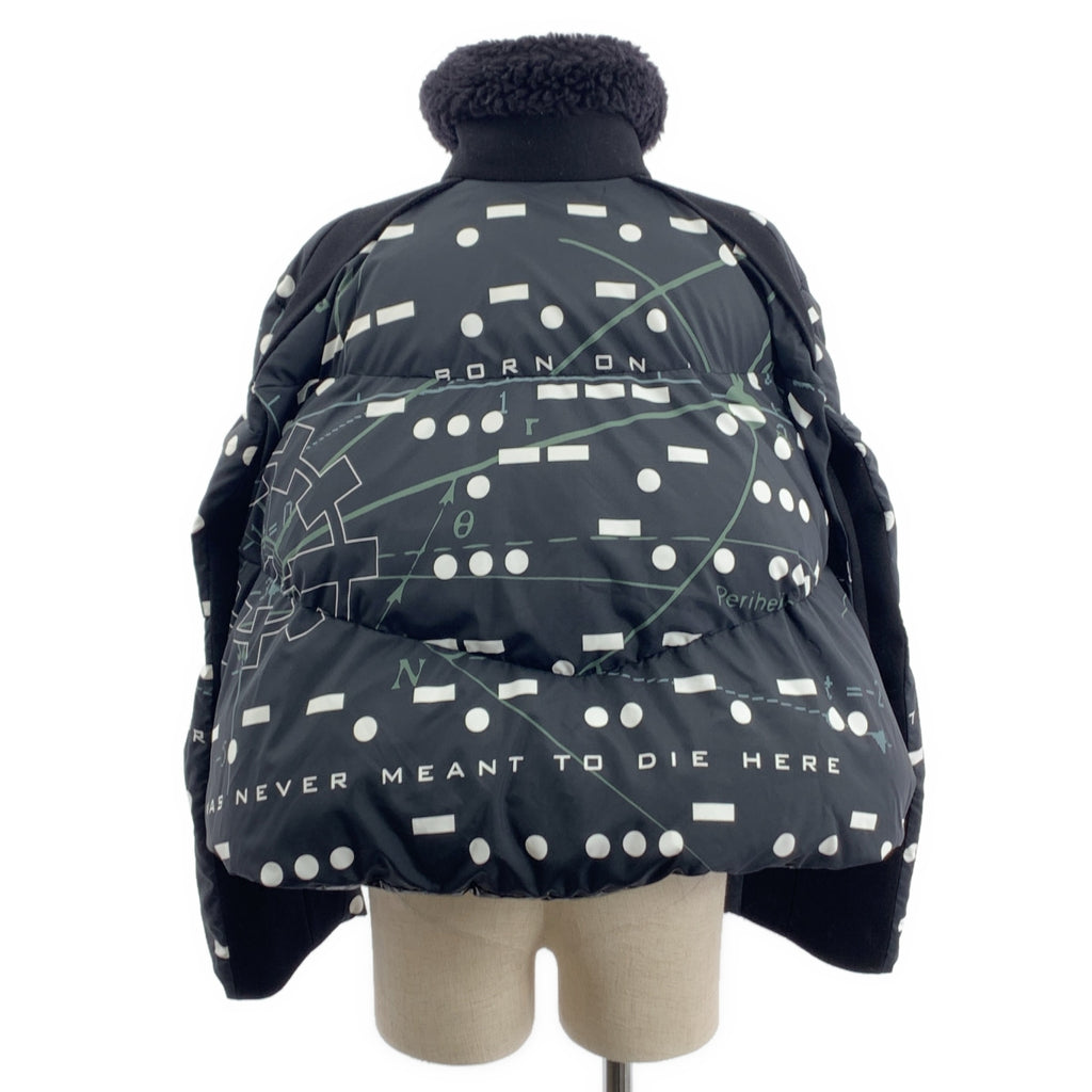 sacai / サカイ | 2023AW | × INTERSTELLAR / PRIMALOFT / プリマロフト 総柄 ロゴ ボア 異素材 切替 オーバー ジャケット ブルゾン | 2 | レディース