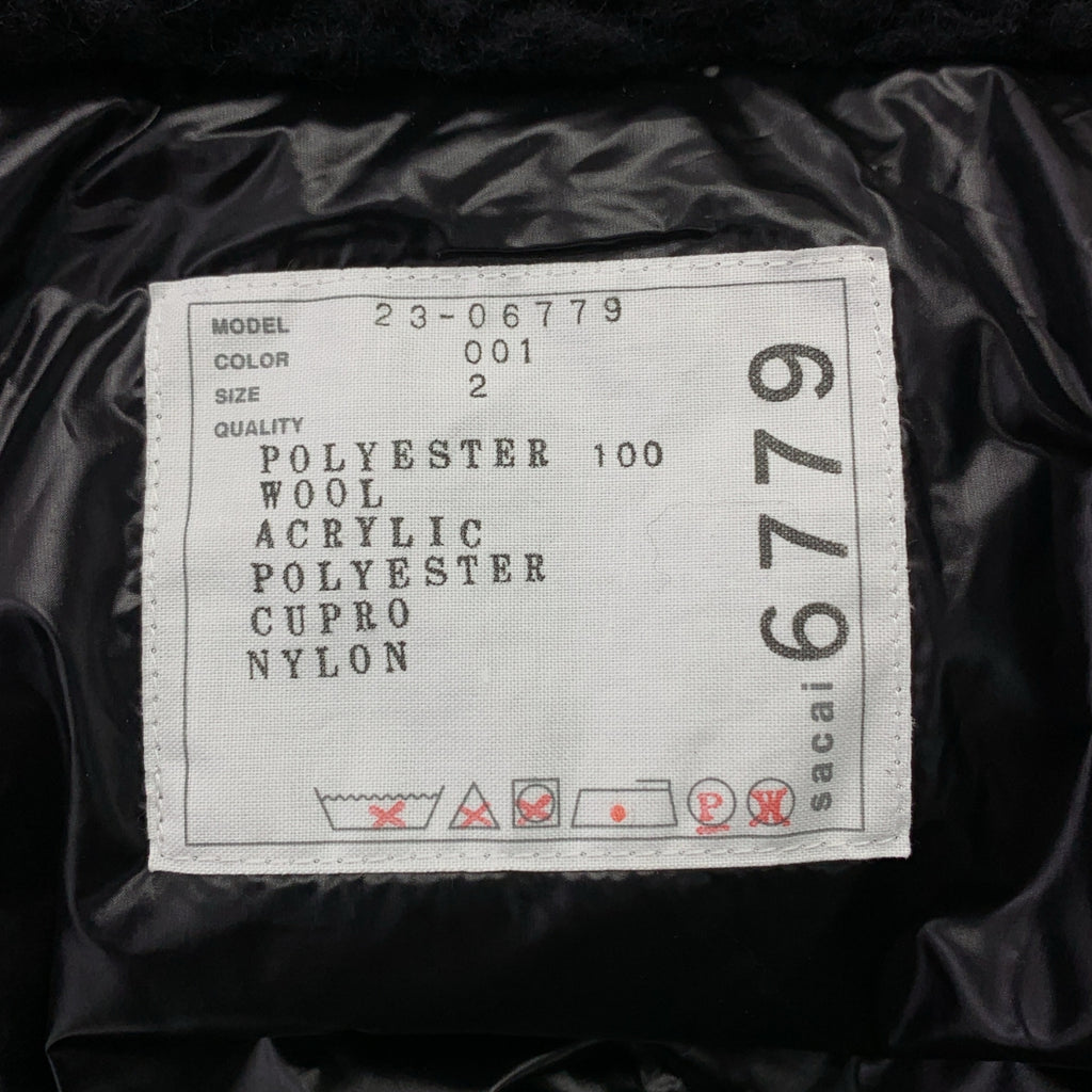 sacai / サカイ | 2023AW | × INTERSTELLAR / PRIMALOFT / プリマロフト 総柄 ロゴ ボア 異素材 切替 オーバー ジャケット ブルゾン | 2 | レディース