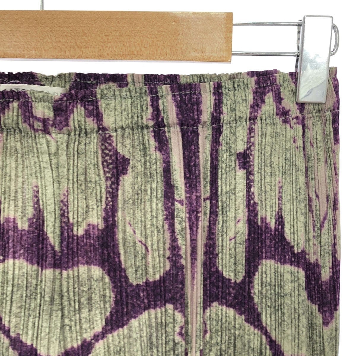 [狀況良好] PLEATS PLEASE ISSEY MIYAKE |伊卡特部落褶襉褲 |尺寸 3 |紫色/卡其色|女性的