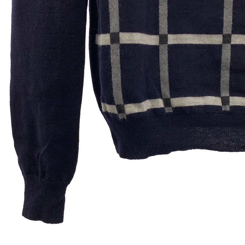 JIL SANDER NAVY / ジルサンダーネイビー | ウール チェック プルオーバーニット | S | レディース