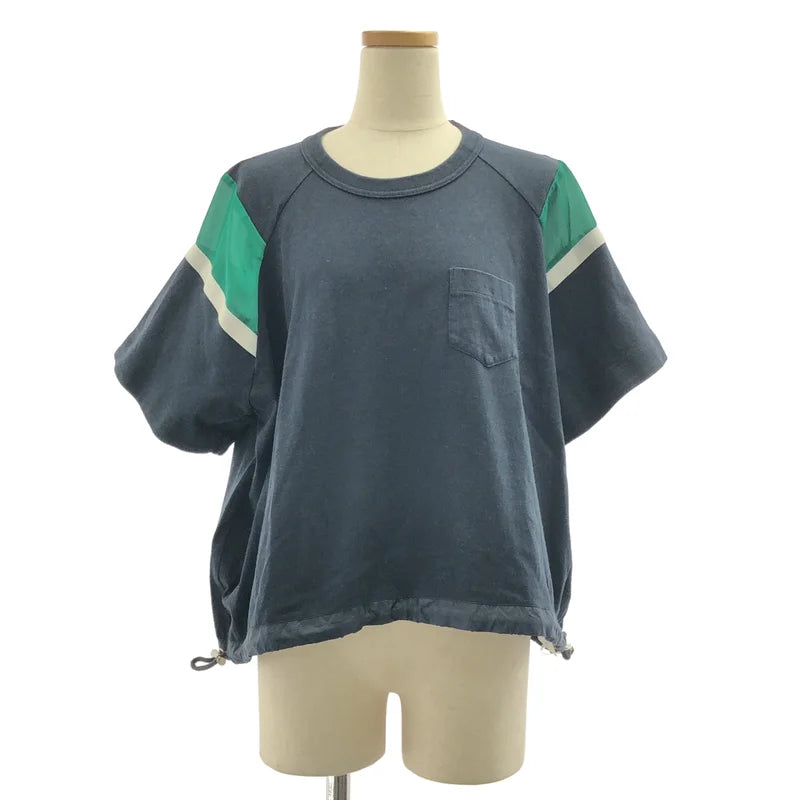 sacai / sacai | 2022春夏 | 異材質拼接寬版抽繩口袋T恤上衣 | 1 | 女款