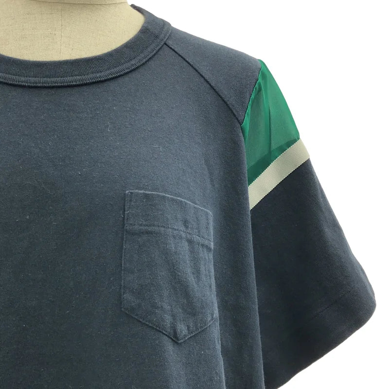 sacai / sacai | 2022春夏 | 異材質拼接寬版抽繩口袋T恤上衣 | 1 | 女款