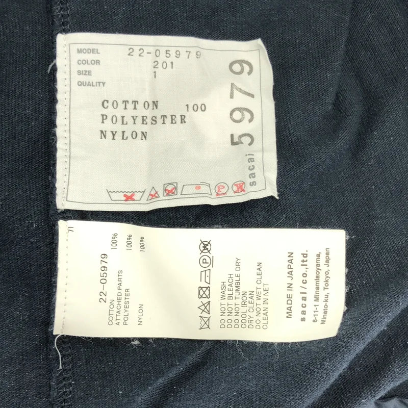 sacai / sacai | 2022春夏 | 異材質拼接寬版抽繩口袋T恤上衣 | 1 | 女款