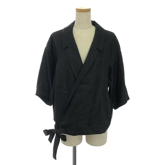 [Beautiful Condition] Robes&amp;Confections | Linen Ribbon Belt Single Jacket | Black | Women's