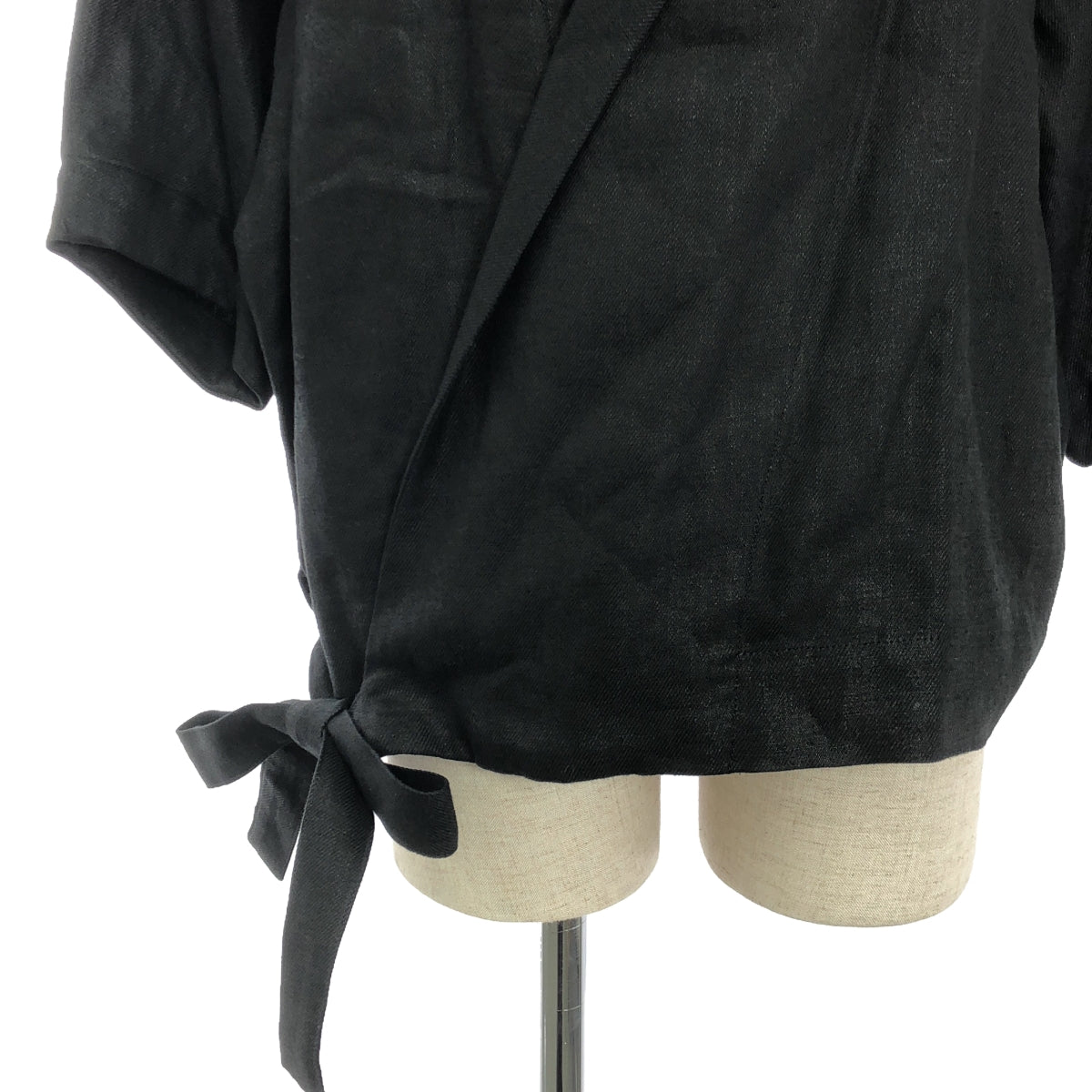 [Beautiful Condition] Robes&amp;Confections | Linen Ribbon Belt Single Jacket | Black | Women's