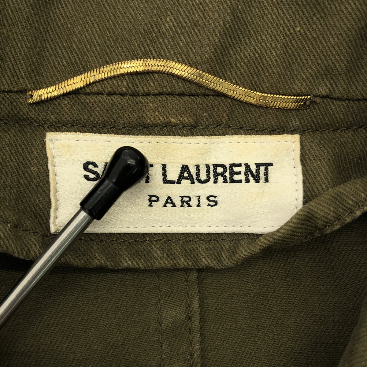 SAINT LAURENT PARIS / サンローランパリ | ロゴボタン ダブルポケット ミリタリー ジャケット | 34 | カーキ | レディース