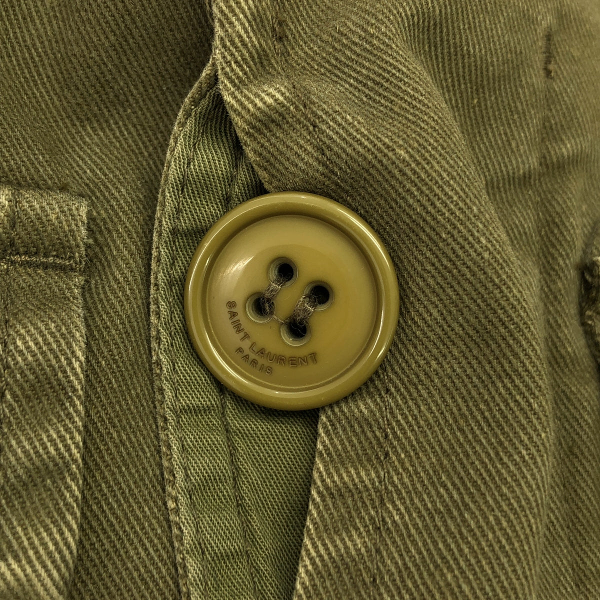 SAINT LAURENT PARIS / サンローランパリ | ロゴボタン ダブルポケット ミリタリー ジャケット | 34 | カーキ | レディース