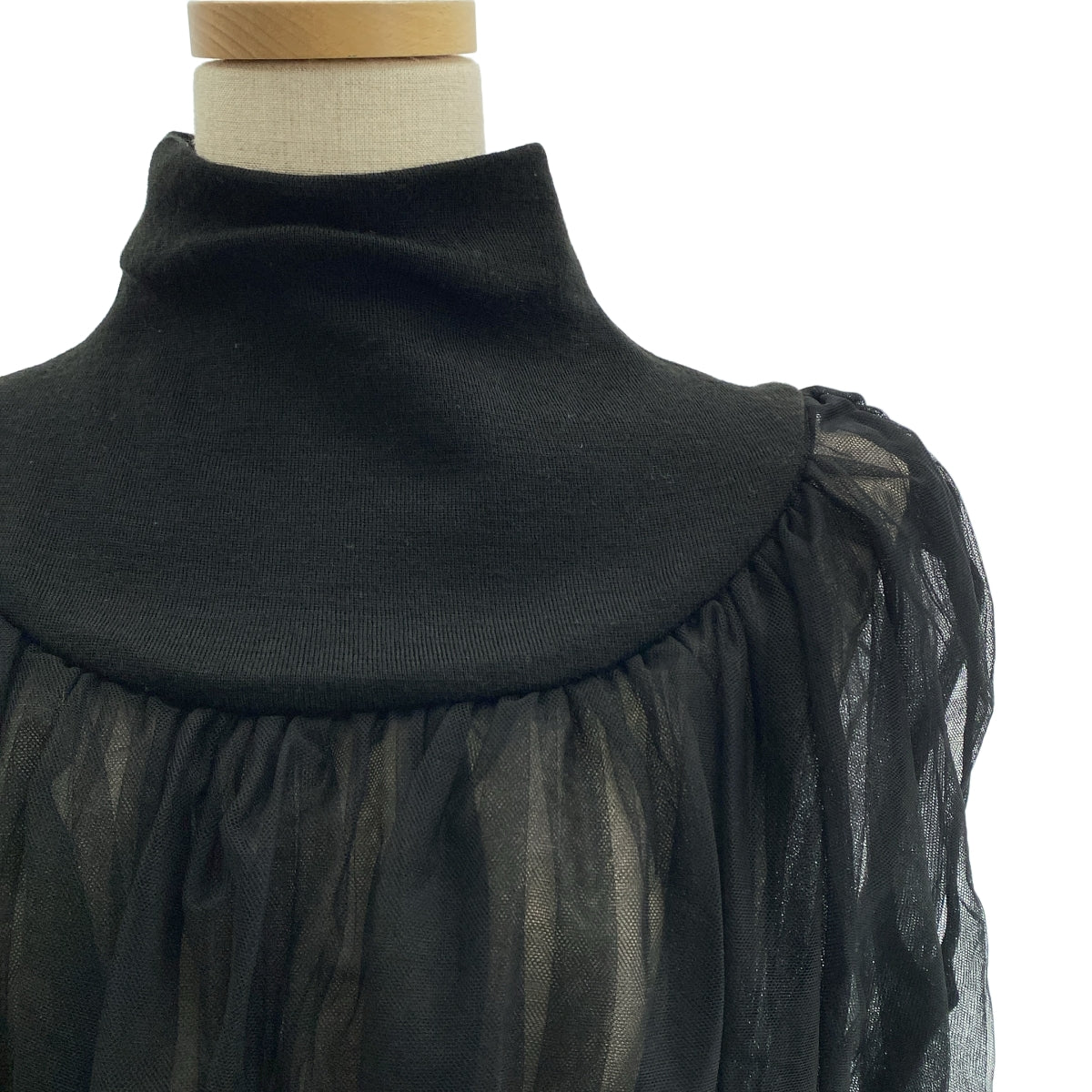 noir kei ninomiya / ノワールケイニノミヤ | 2018AW | レイヤードチュール ギャザー ノースリーブ ワンピース | S | ブラック | レディース