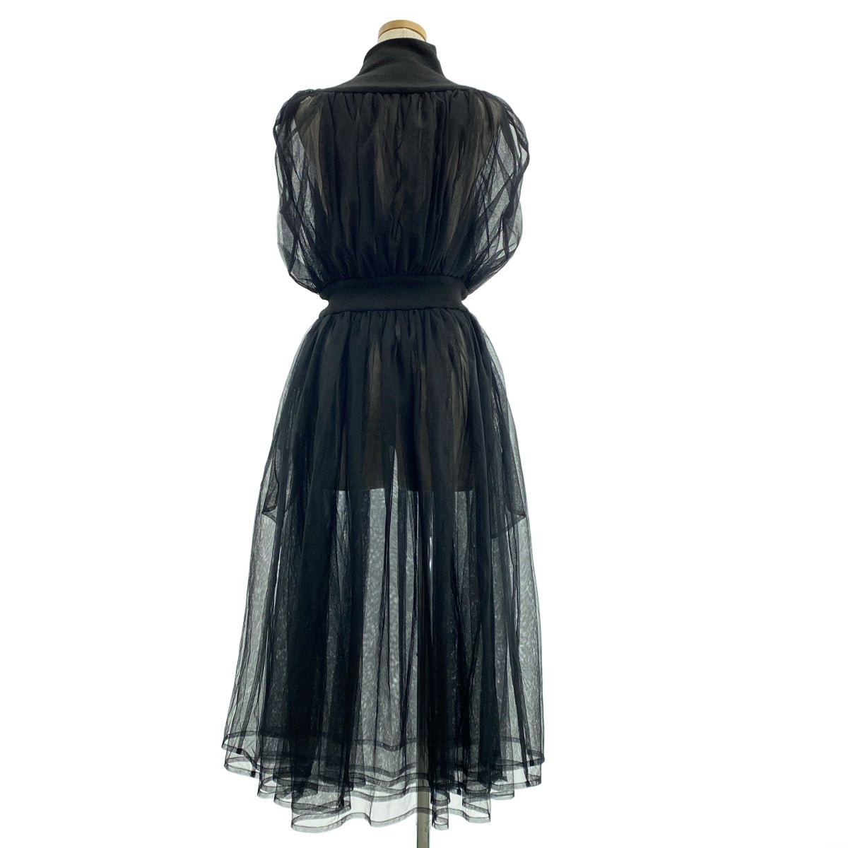 noir kei ninomiya / ノワールケイニノミヤ | 2018AW | レイヤードチュール ギャザー ノースリーブ ワンピース | S | レディース