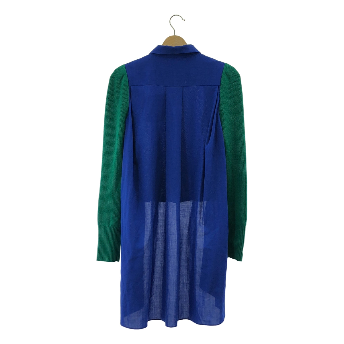 sacai | 西裝混搭襯衫 | 針織色長版襯衫 | 2 碼 | 藍/綠 | 女款