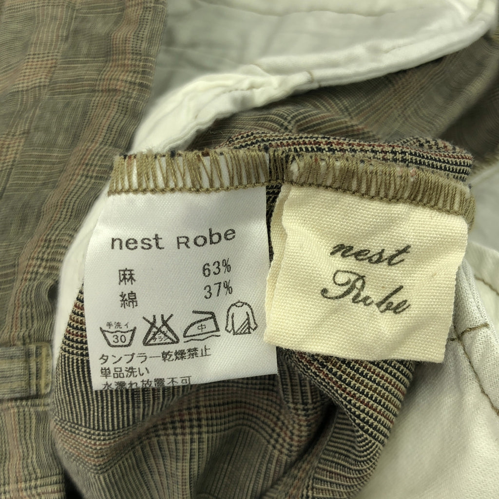 nest robe / ネストローブ | リネン コットン チェック パンツ | F | グレー系 | レディース
