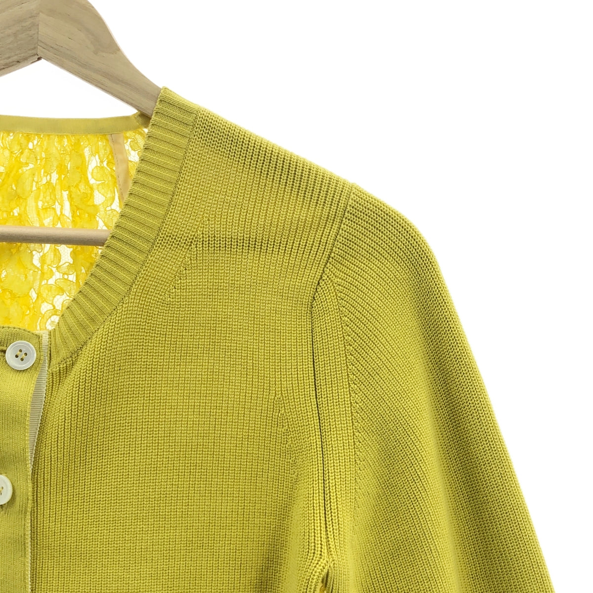 sacai | 棉質蕾絲針織開襟衫 | 尺寸 1 | 黃色 | 女款