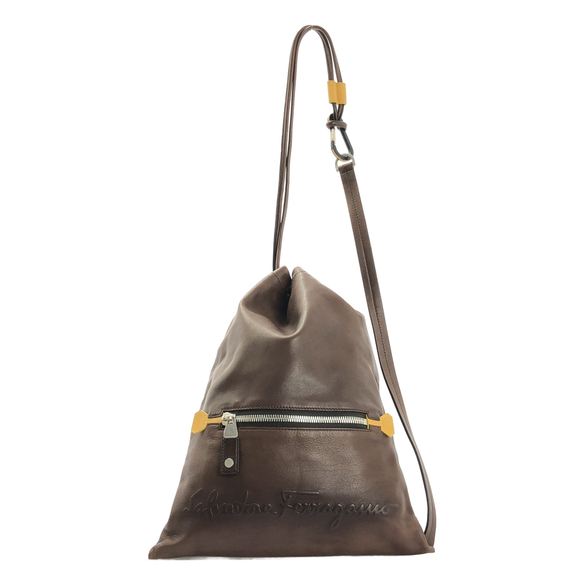 Salvatore Ferragamo | KENTUCKY 抽繩皮革肩背包 | 棕色 | 男款